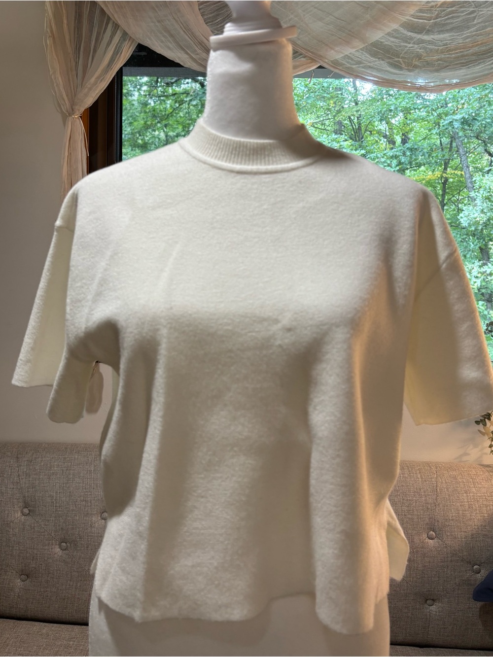 Abercrombie & Fitch LuxeLoft Sweater Tee Off White XS